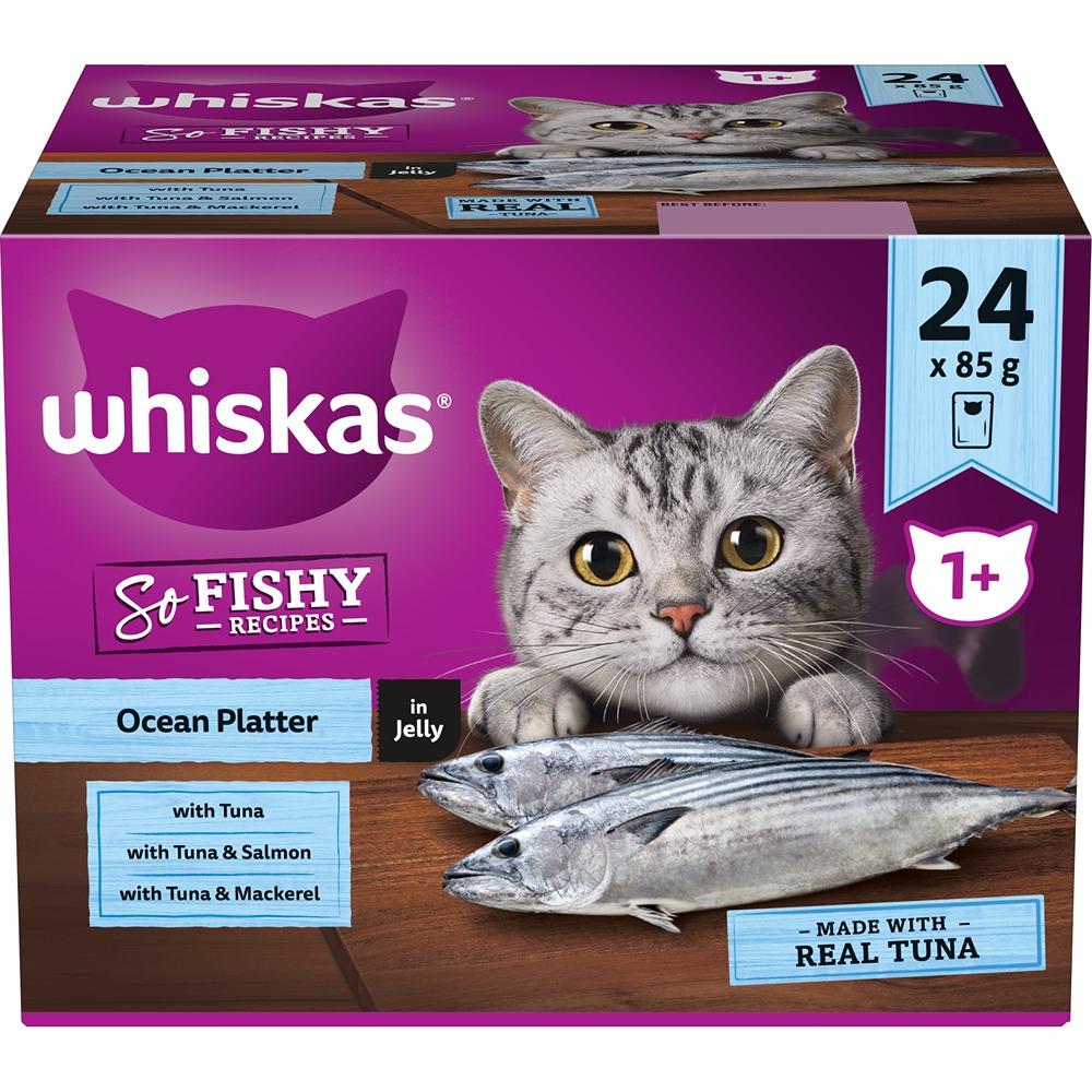 Whiskas Adult So Fishy Recipes Wet Cat Food Ocean Platter In Jelly 24x85g Pouches