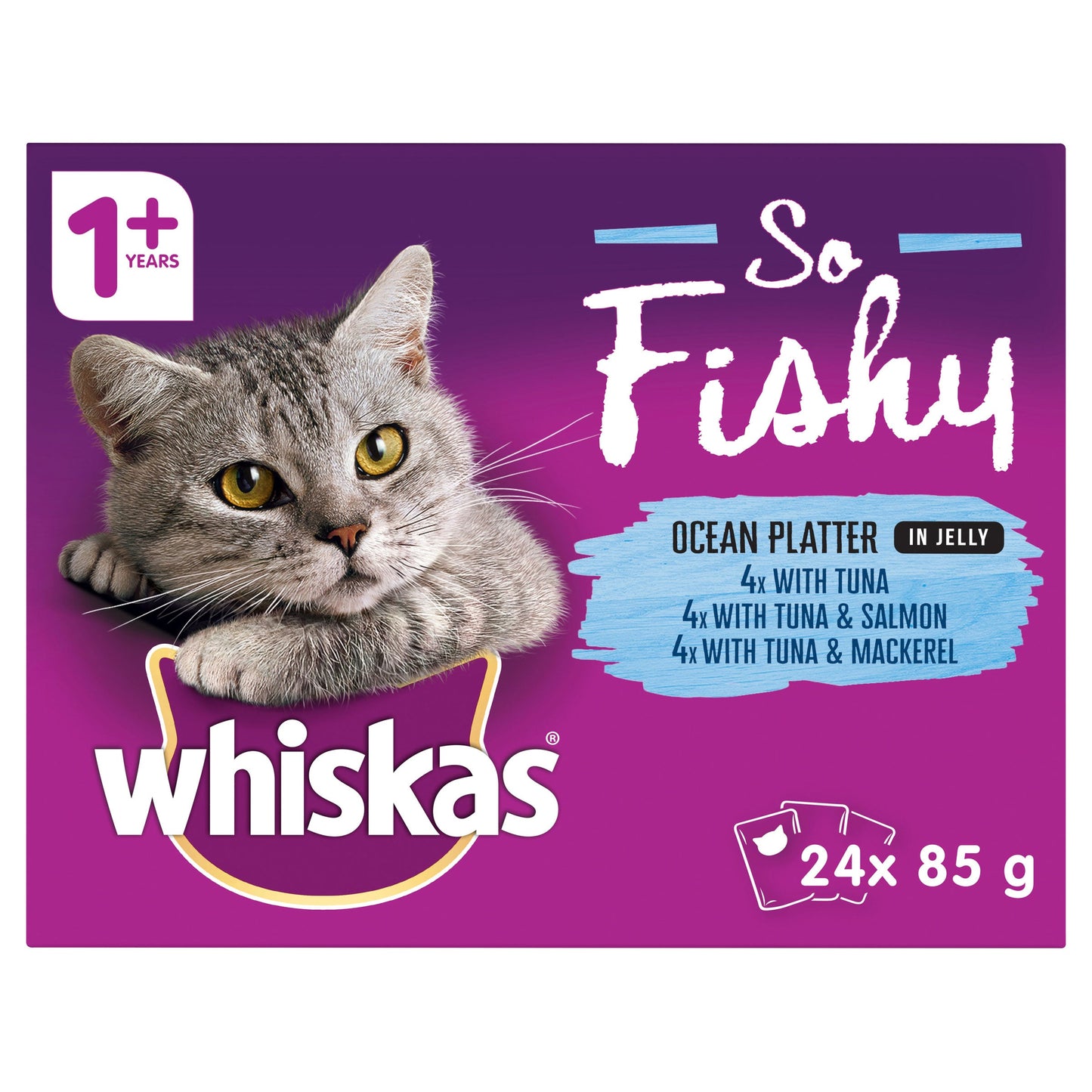 Whiskas Adult So Fishy Recipes Wet Cat Food Ocean Platter In Jelly 24x85g Pouches