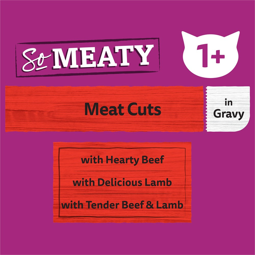Whiskas So Meaty Adult Wet Cat Food Meat Cuts In Gravy 24x85g Pouches