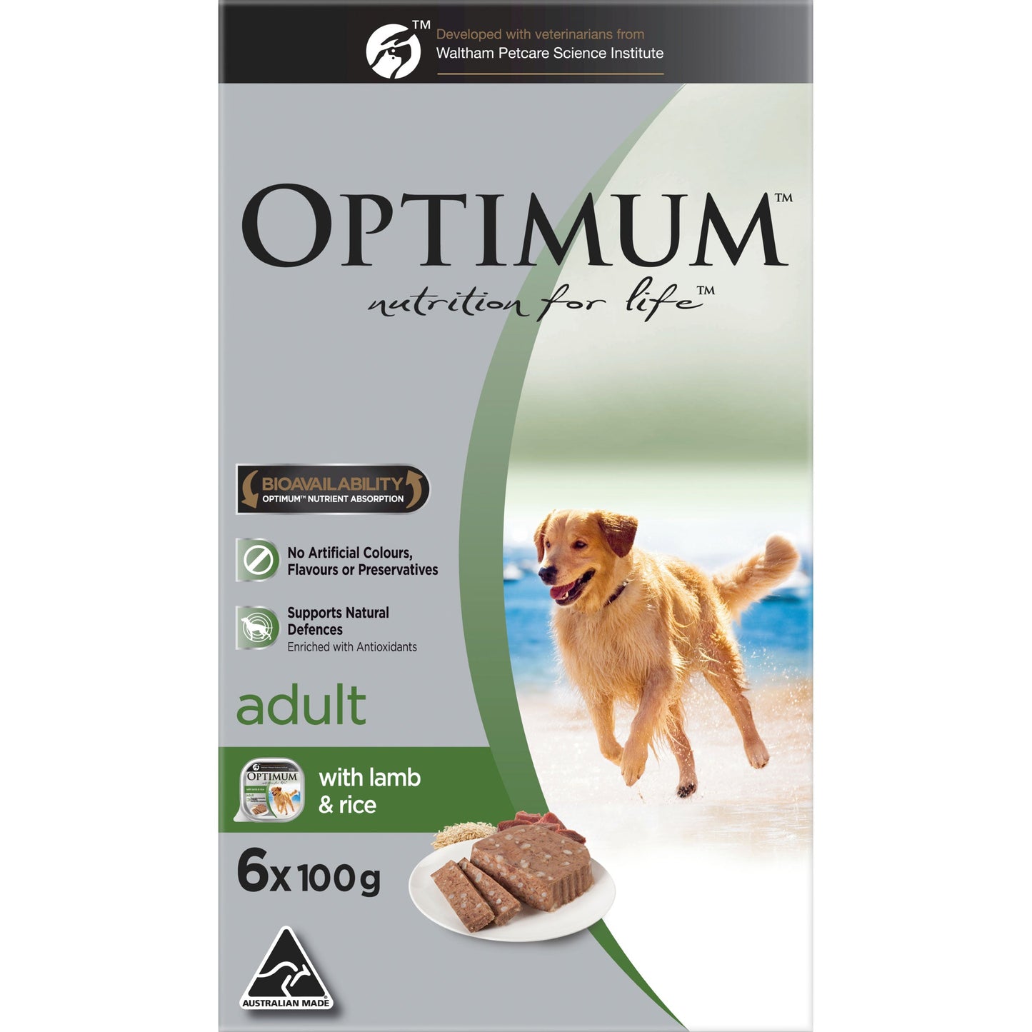 Optimum Adult Wet Dog Food Lamb & Rice Trays 6x100g