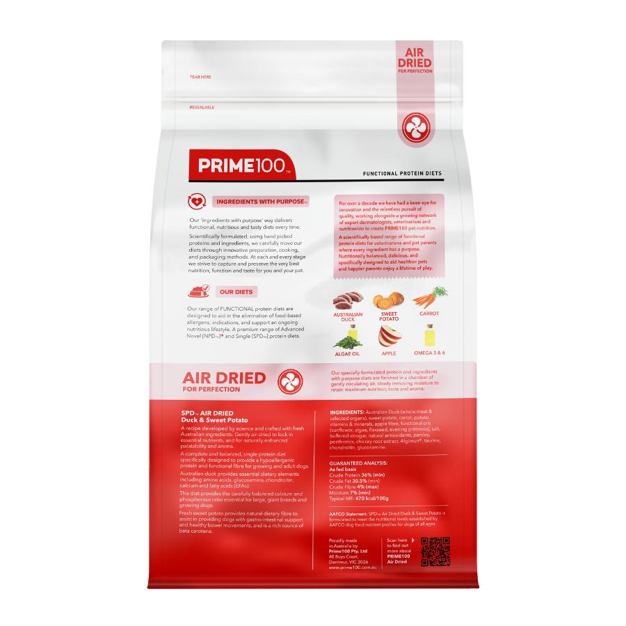 Prime100 SKG Air Dried Duck & Sweet Potato Dry Dog Food