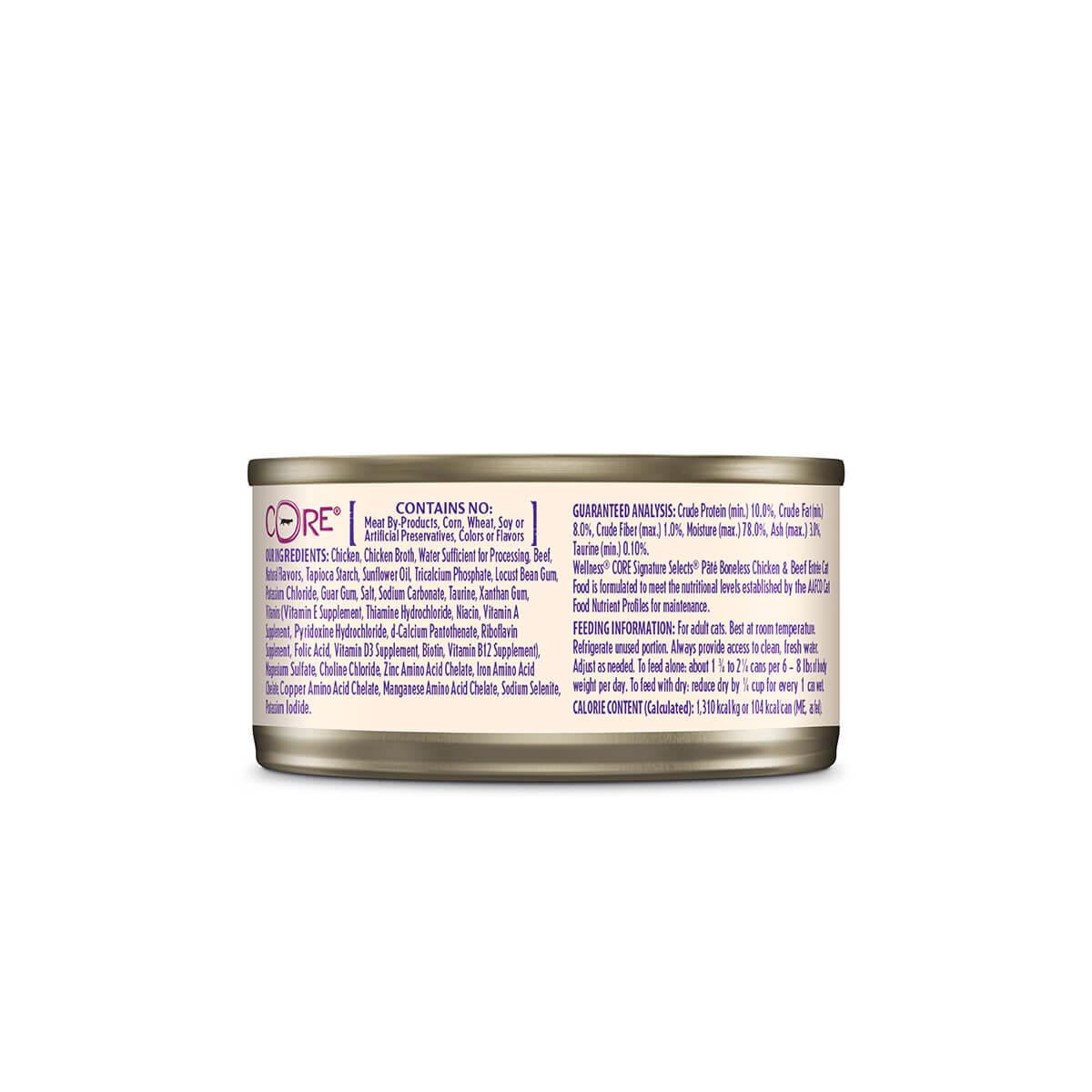 Wellness Core Signature Selects Boneless Chicken and Beef Entrée Pate Wet Cat Food 79g