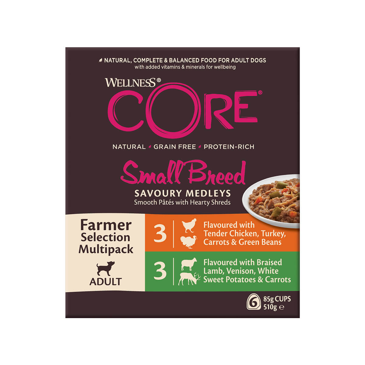 Wellness Core Savoury Medleys Farmers Selection Wet Dog Food Multipack 6 x  85g