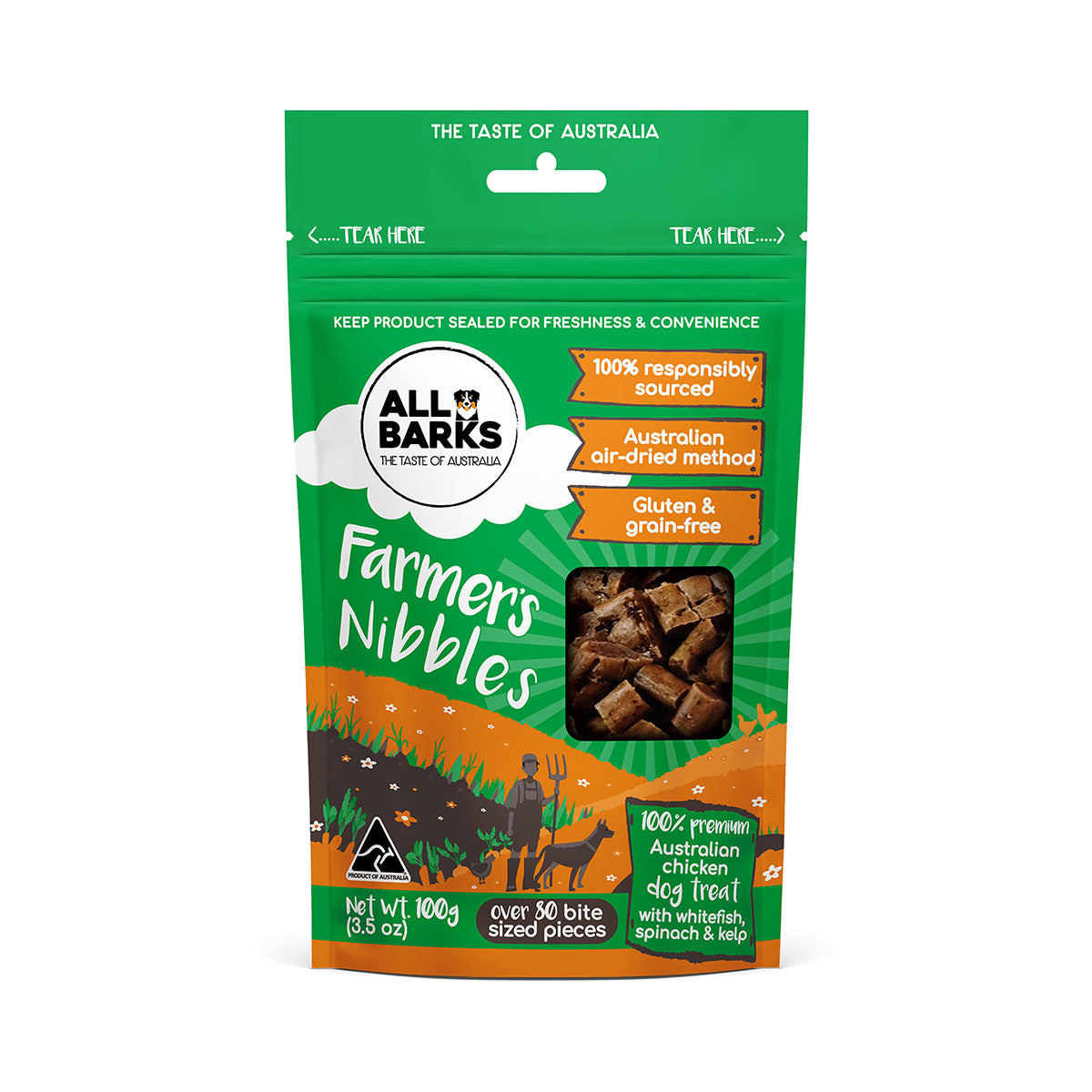 All Barks Farmer's Nibbles Chicken & Fish Dog Treats 100g