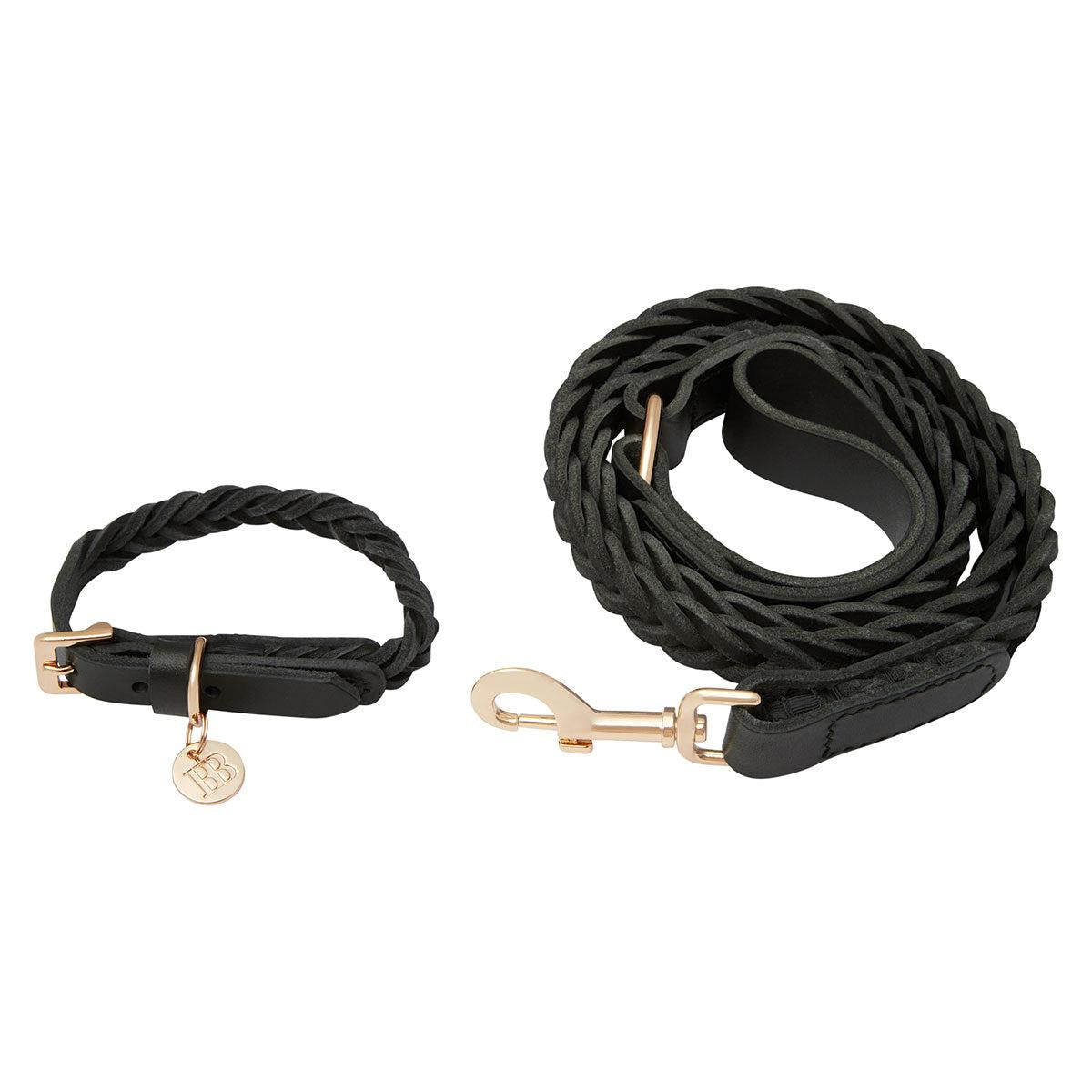 Buddy & Belle Braided Leather Collar Black