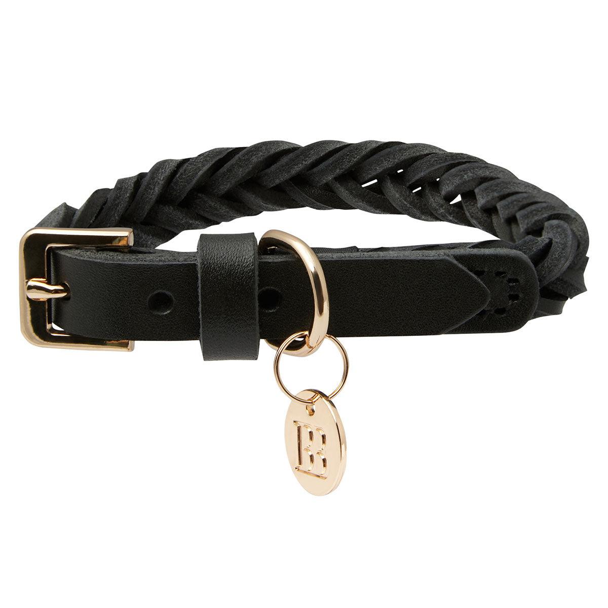 Buddy & Belle Braided Leather Collar Black