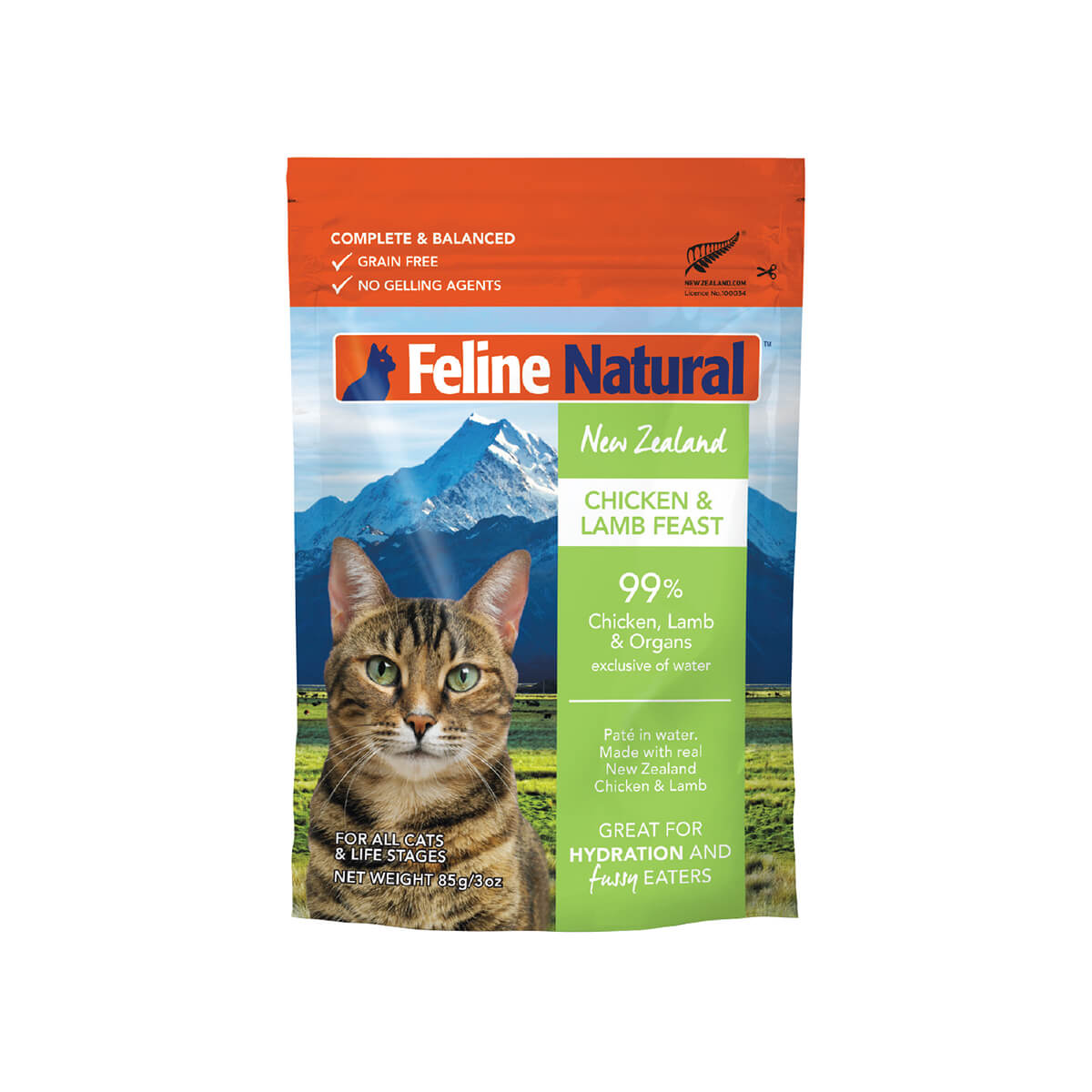 Feline Natural Grain-Free Chicken & Lamb Feast Pouch Wet Cat Food 85g