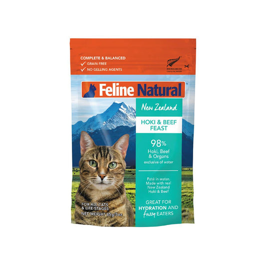 Feline Natural Grain-Free Hoki & Beef Feast Pouch Wet Cat Food