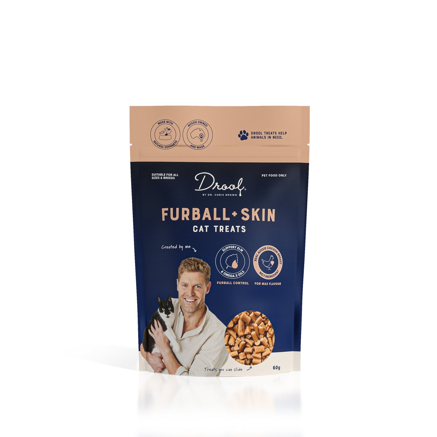 Drool by Dr Chris Brown Cat Furball + Skin Cat Treats 60g