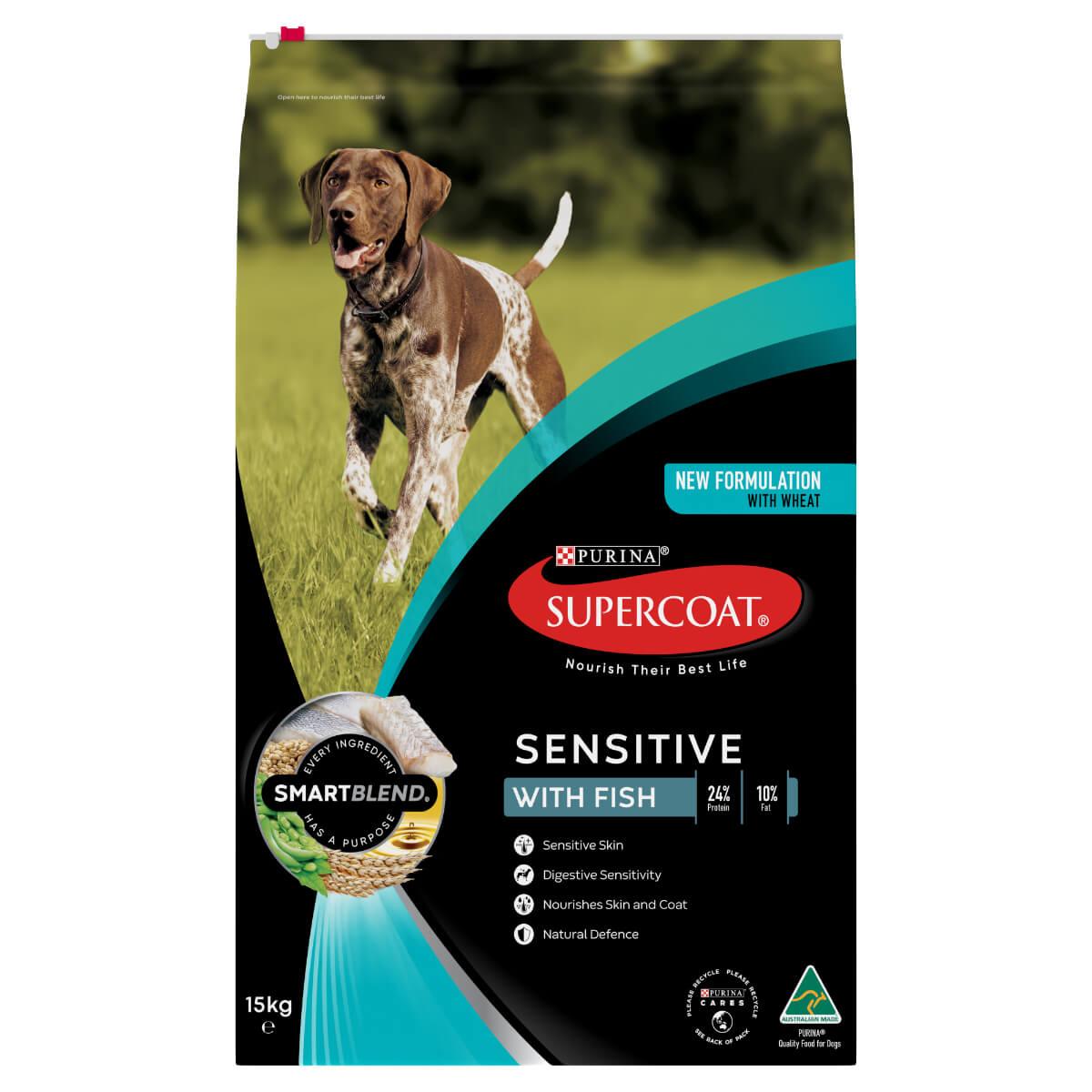 Supercoat Sensitive Adult Fish Dry Dog Food 15kg