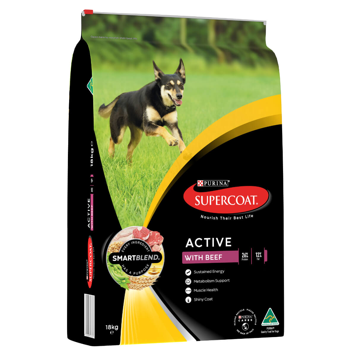 Supercoat Active Adult Beef Dry Dog Food 18kg