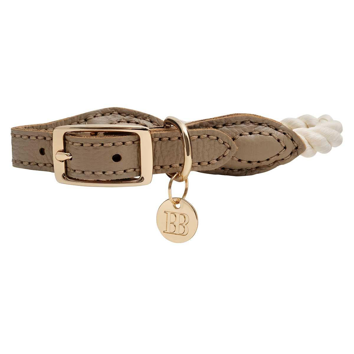 Buddy & Belle Leather/Rope Collar Mocha