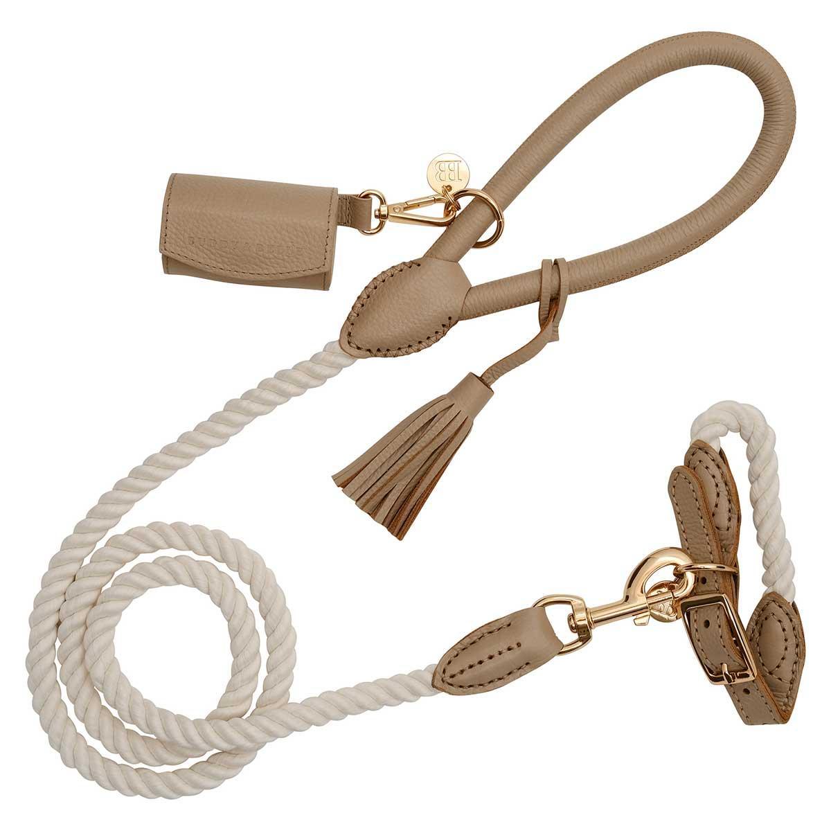 Buddy & Belle Leather/Rope Collar Mocha