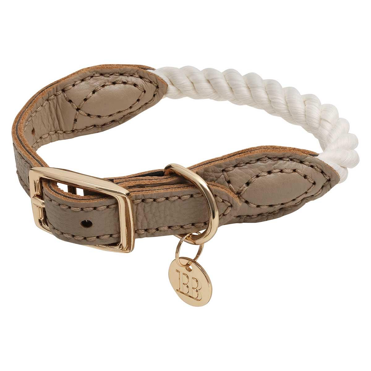 Buddy & Belle Leather/Rope Collar Mocha