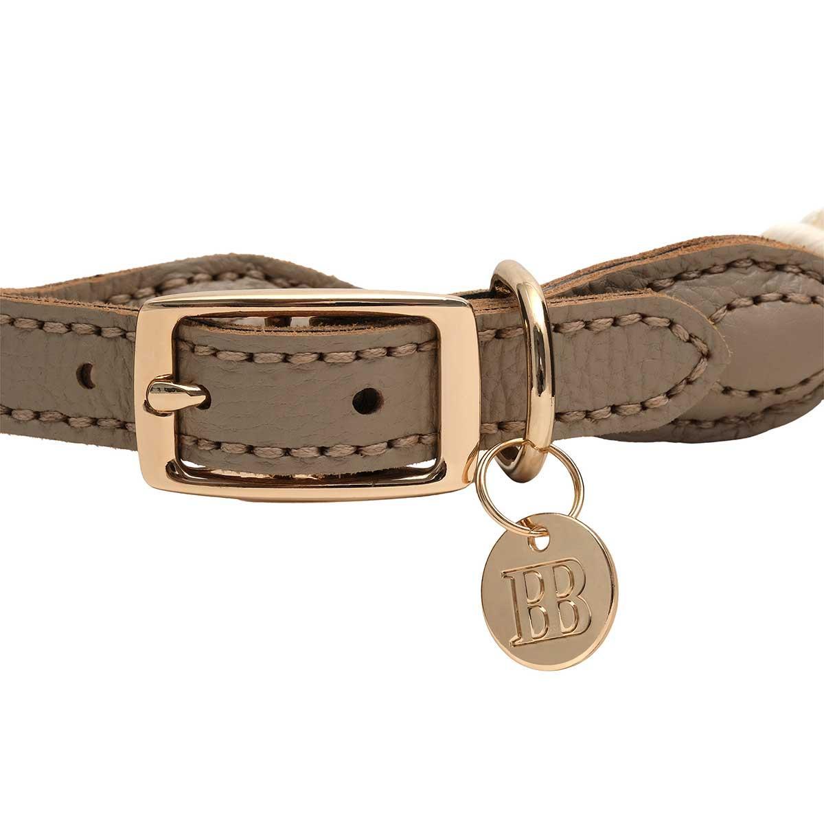 Buddy & Belle Leather/Rope Collar Mocha