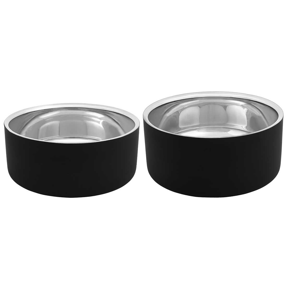 Buddy & Belle Round Double Wall Dog Bowl Matte Black