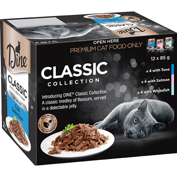 Dine Classic Collection Fish Selection In Jelly Gravy Wet Cat Food Pouches 12x85g