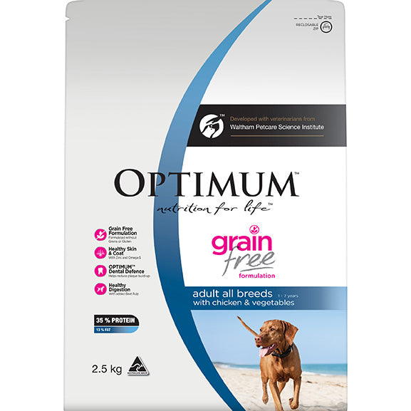 Optimum Grain Free Chicken & Vegetables Bag Dry Dog Food 2.5kg