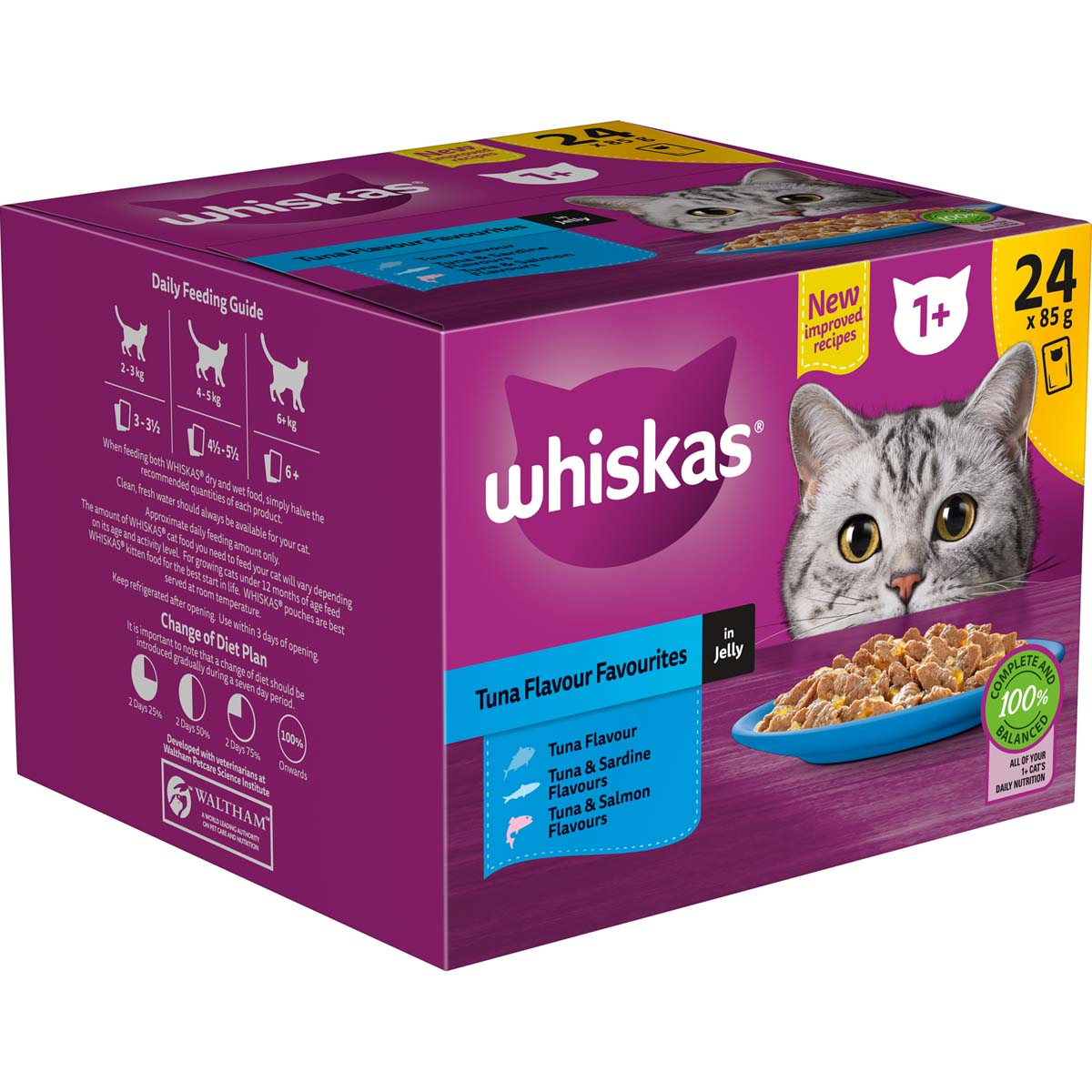 Whiskas 1 + Years Tuna Flavour Favourites In Jelly Pouches Wet Cat Food 24x85g