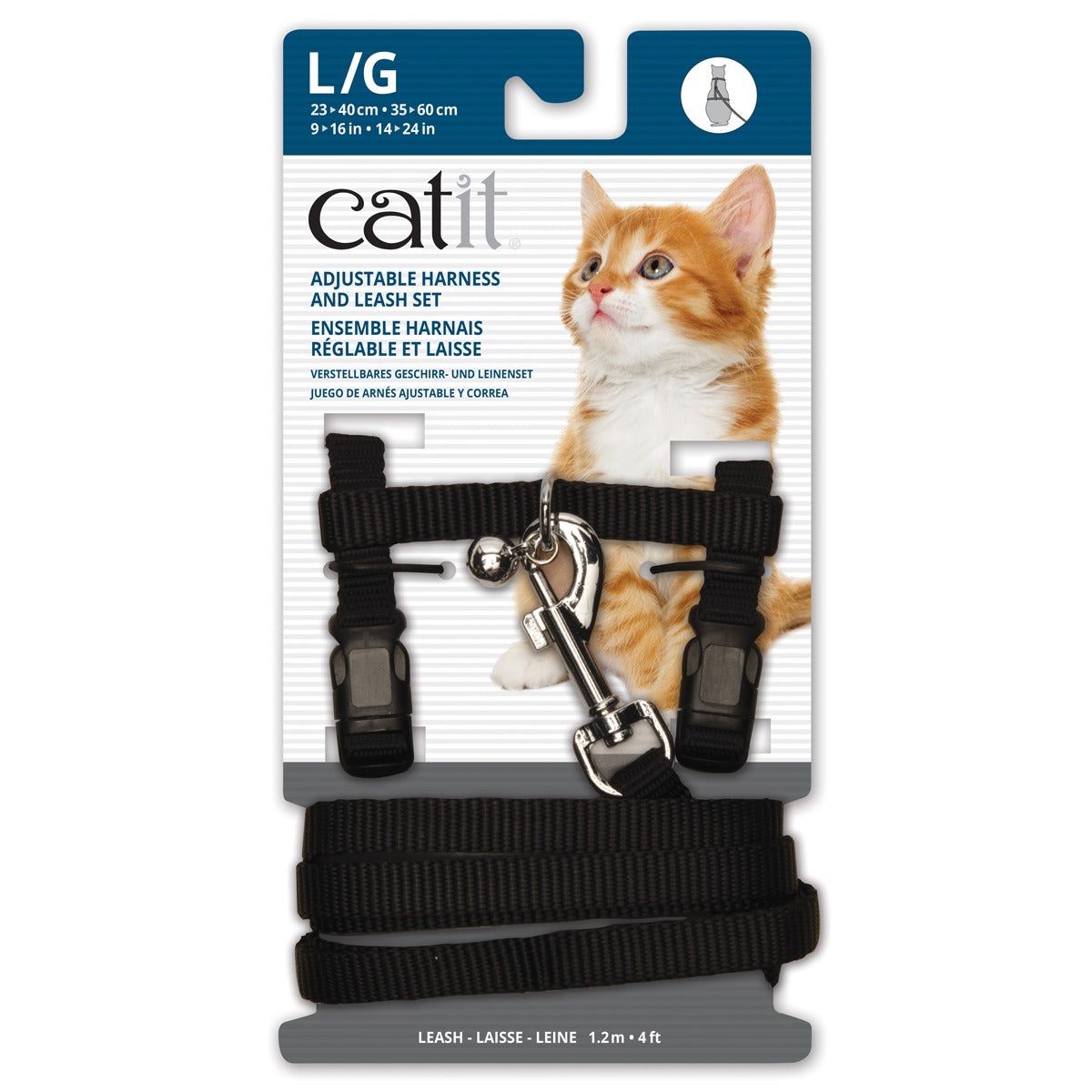 CATIT Nylon Adjustable Harness And Lead Black L