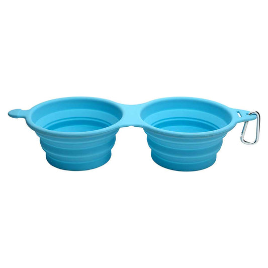 Lexi & Me Double Collapsible Travel Dog Bowl Blue