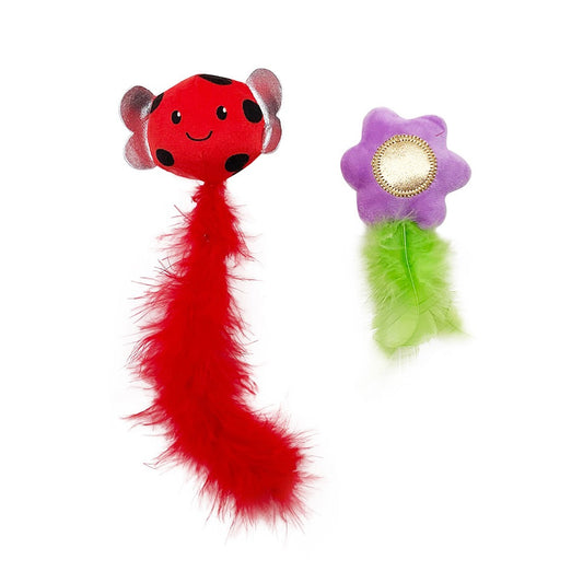 Meow & Me Flower Garden Flower/Ladybug Cat Toy 2pk