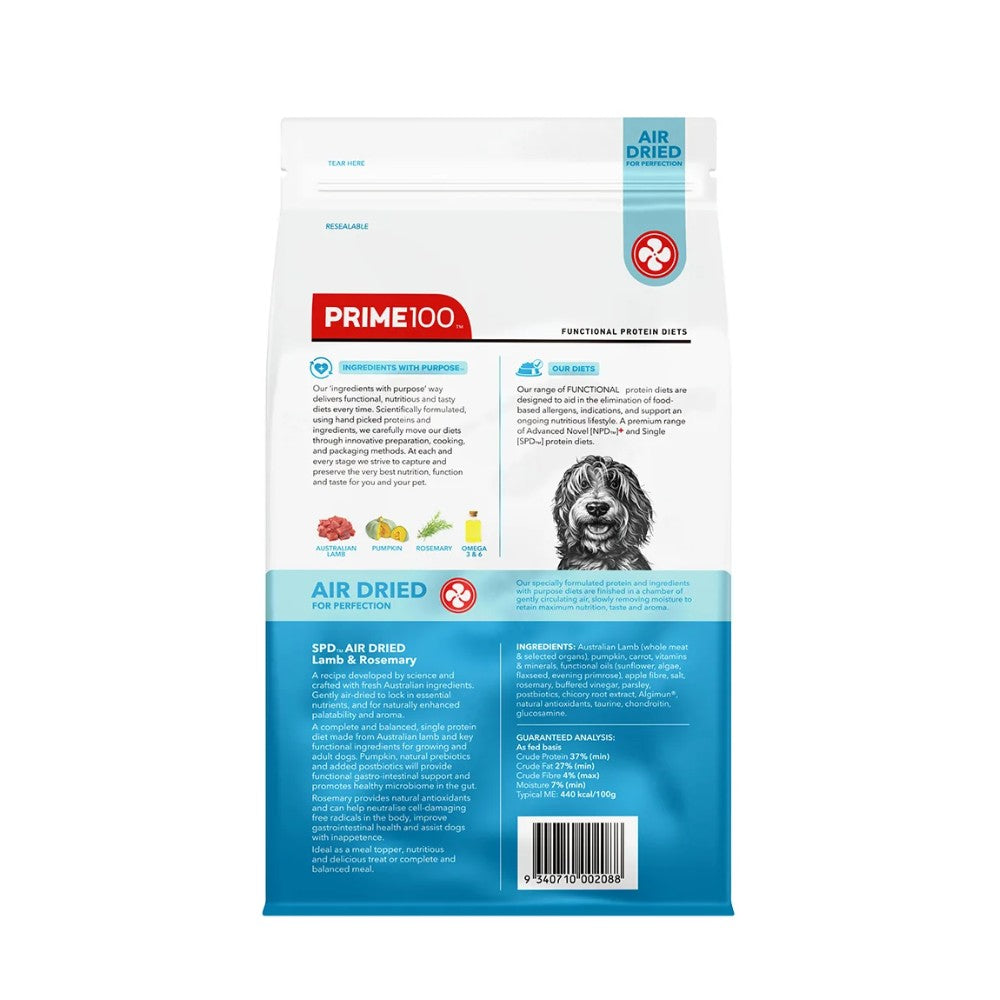 Prime100 SPD Air Dried Lamb & Rosemary Dry Dog Food