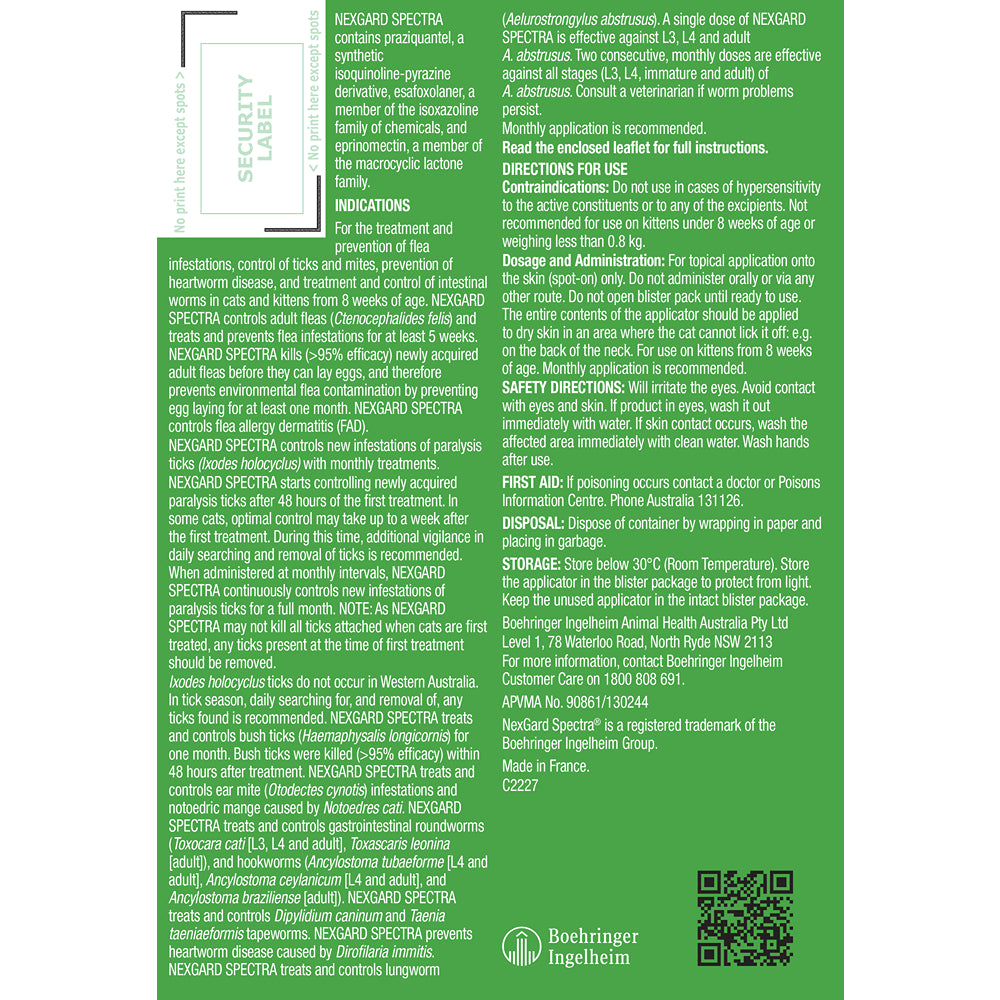 NexGard Spectra Spot-On for Cats 0.8-2.4 kg