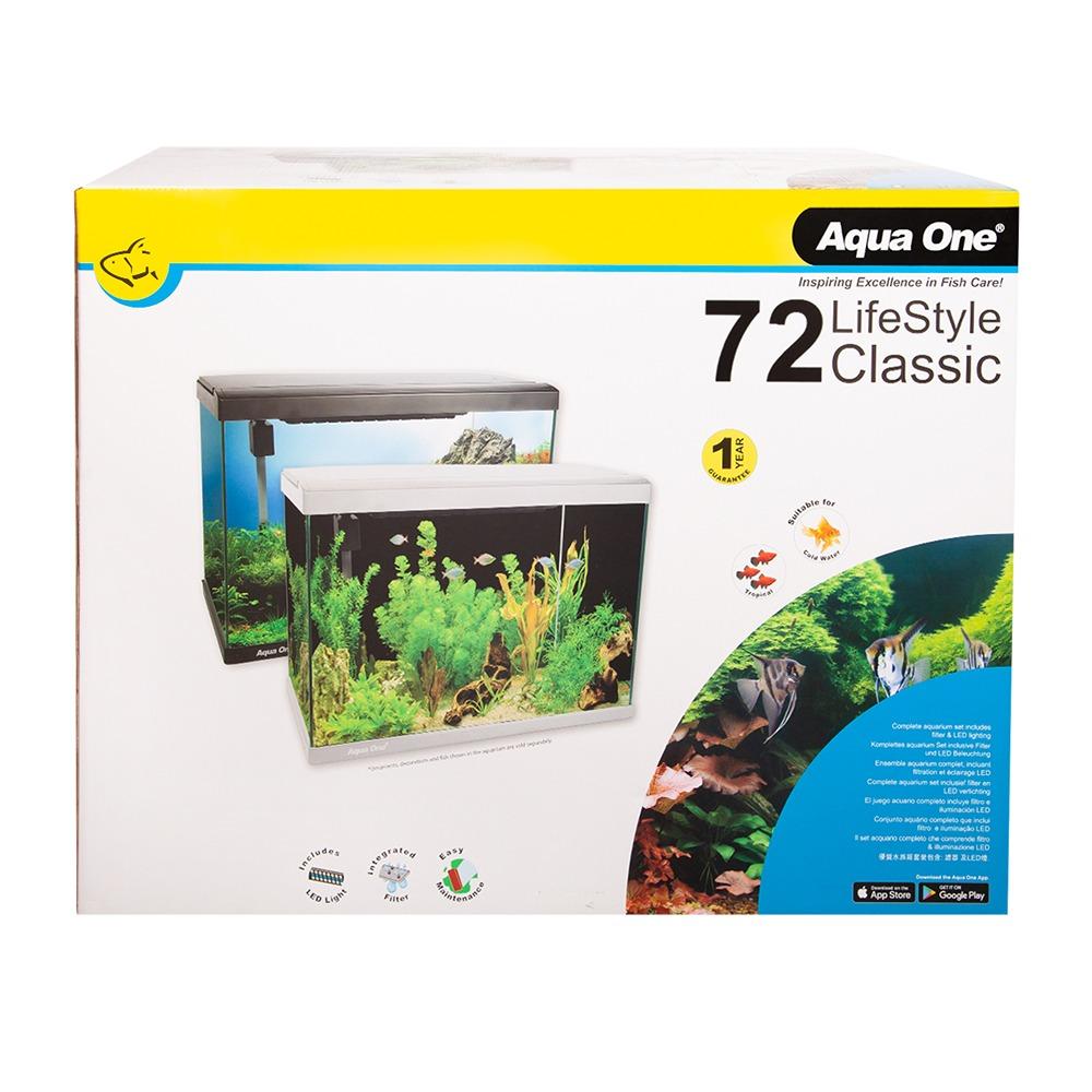Aqua One LifeStyle Classic 72 Complete Glass Fish Aquarium 60cm 72L Satin Black