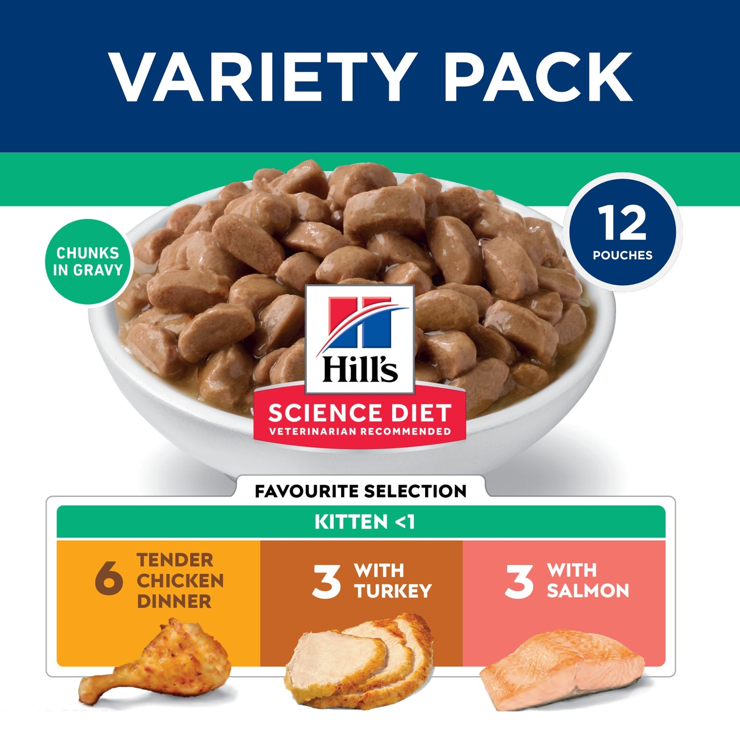 Hill’s Science Diet Favourite Selection Variety Pack Pouches Wet Kitten Food 12x85g