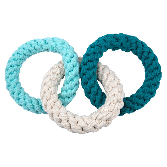 Buddy & Belle Triple Ring Rope Toy Aquamarine