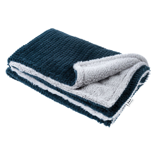 Buddy & Belle Reversible Plush Blanket Deep Ocean/Grey