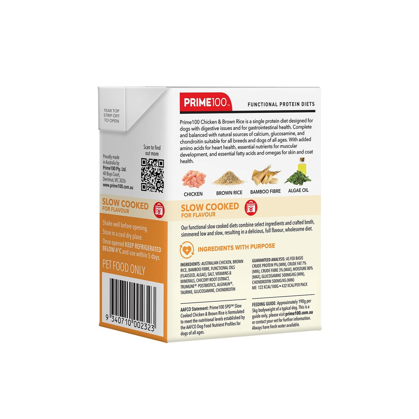 Prime100 SPD Slow Cooked Chicken & Brown Rice Wet Dog Food