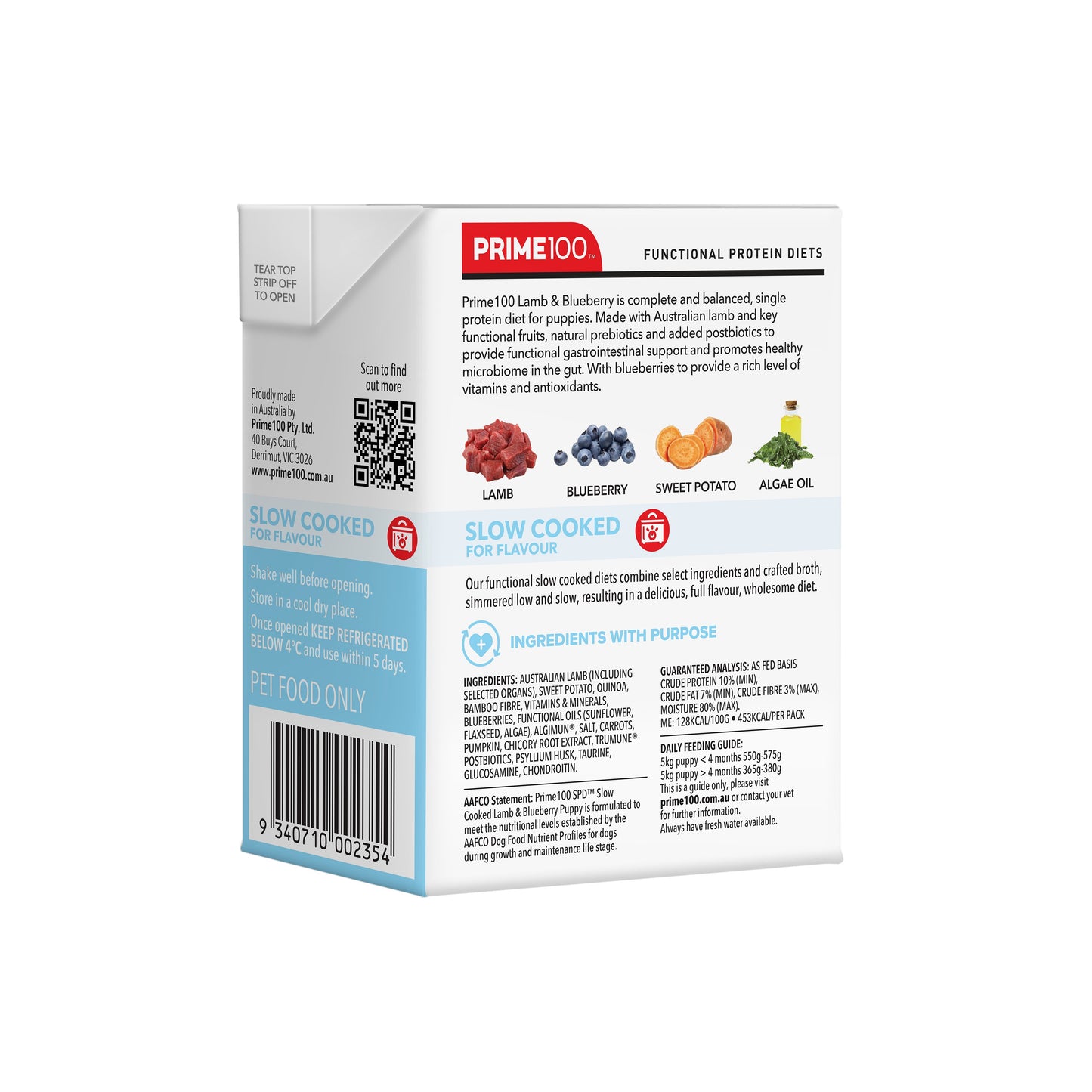 Prime100 SPD Slow Cooked Lamb and Blueberry Puppy Wet Dog Food