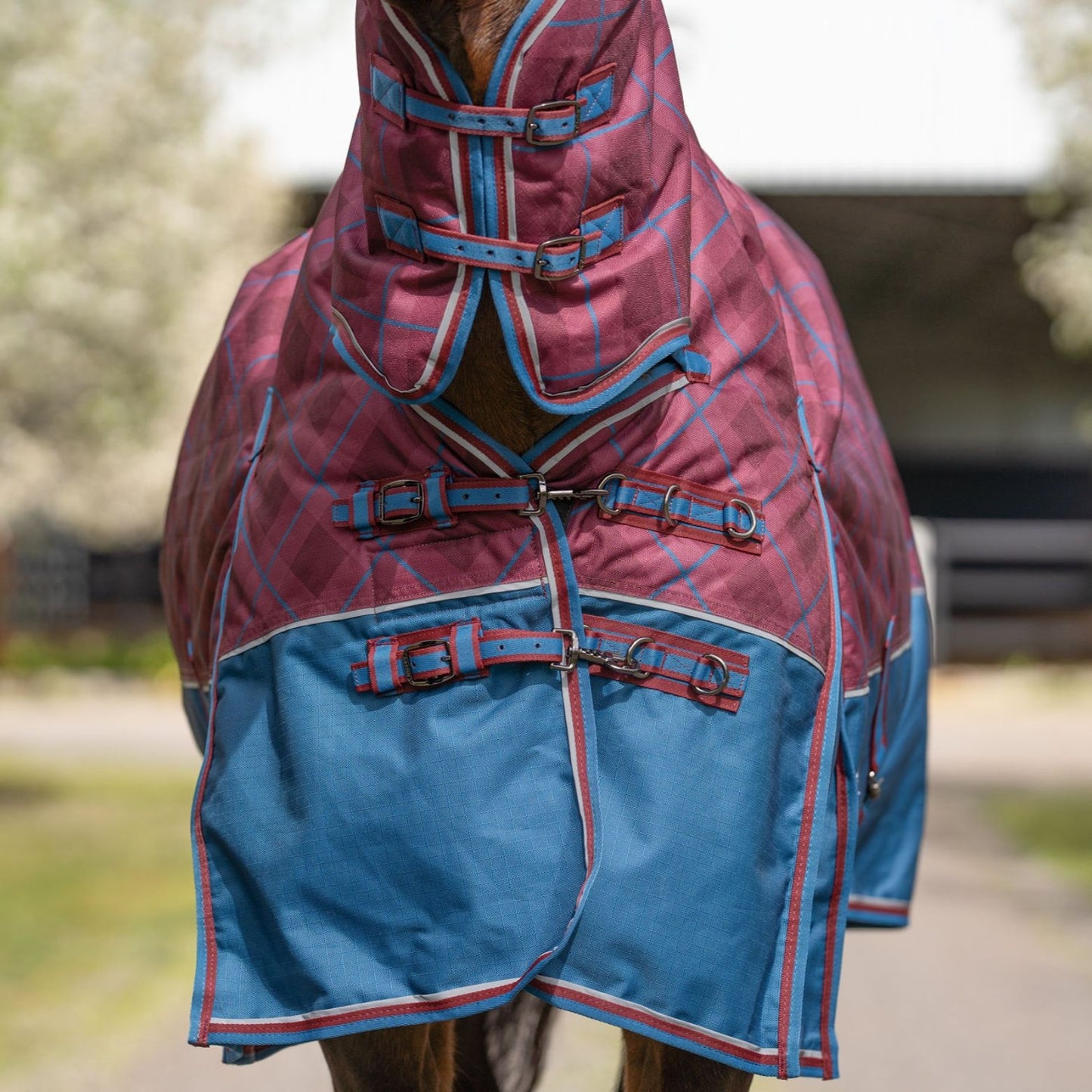 Caribu Alpine Combo Horse Rug 300g Merlot Tartan