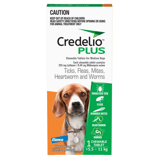Credelio PLUS Chewable Tablets For Medium Dogs 5.5-11kg
