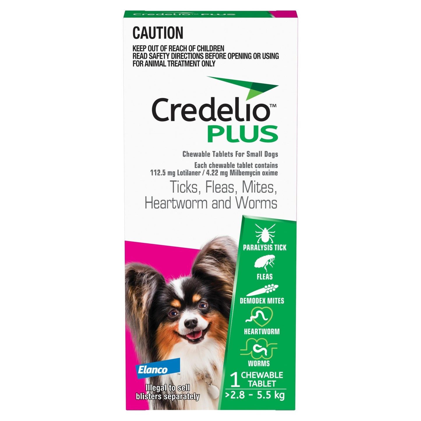 Credelio PLUS Chewable Tablets For Small Dogs 2.8-5.5kg