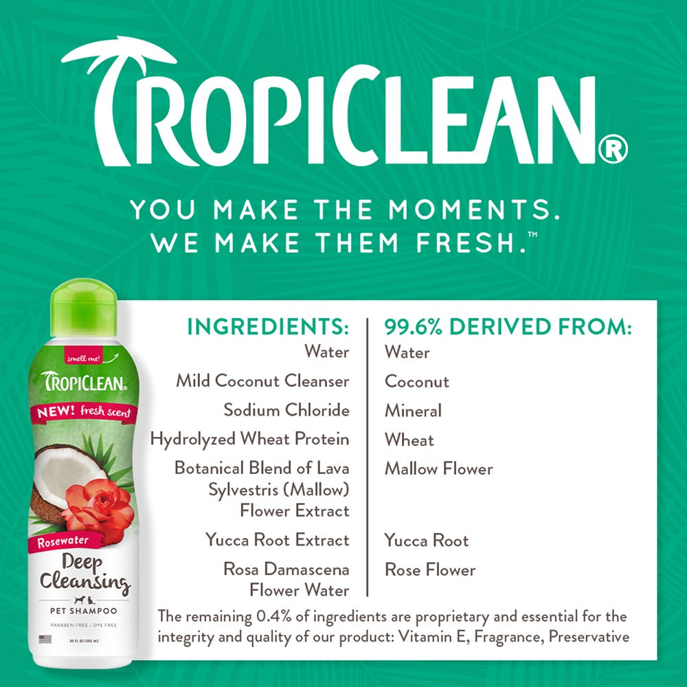 TropiClean Rosewater Deep Cleansing Shampoo, 592ml