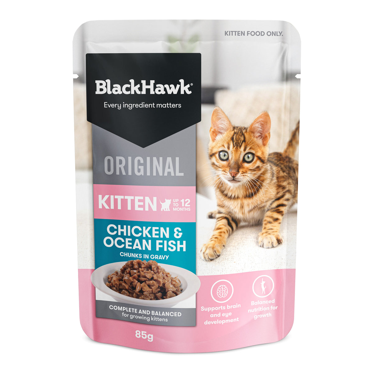 Black Hawk Original Kitten Food Chicken Oceanfish in Gravy