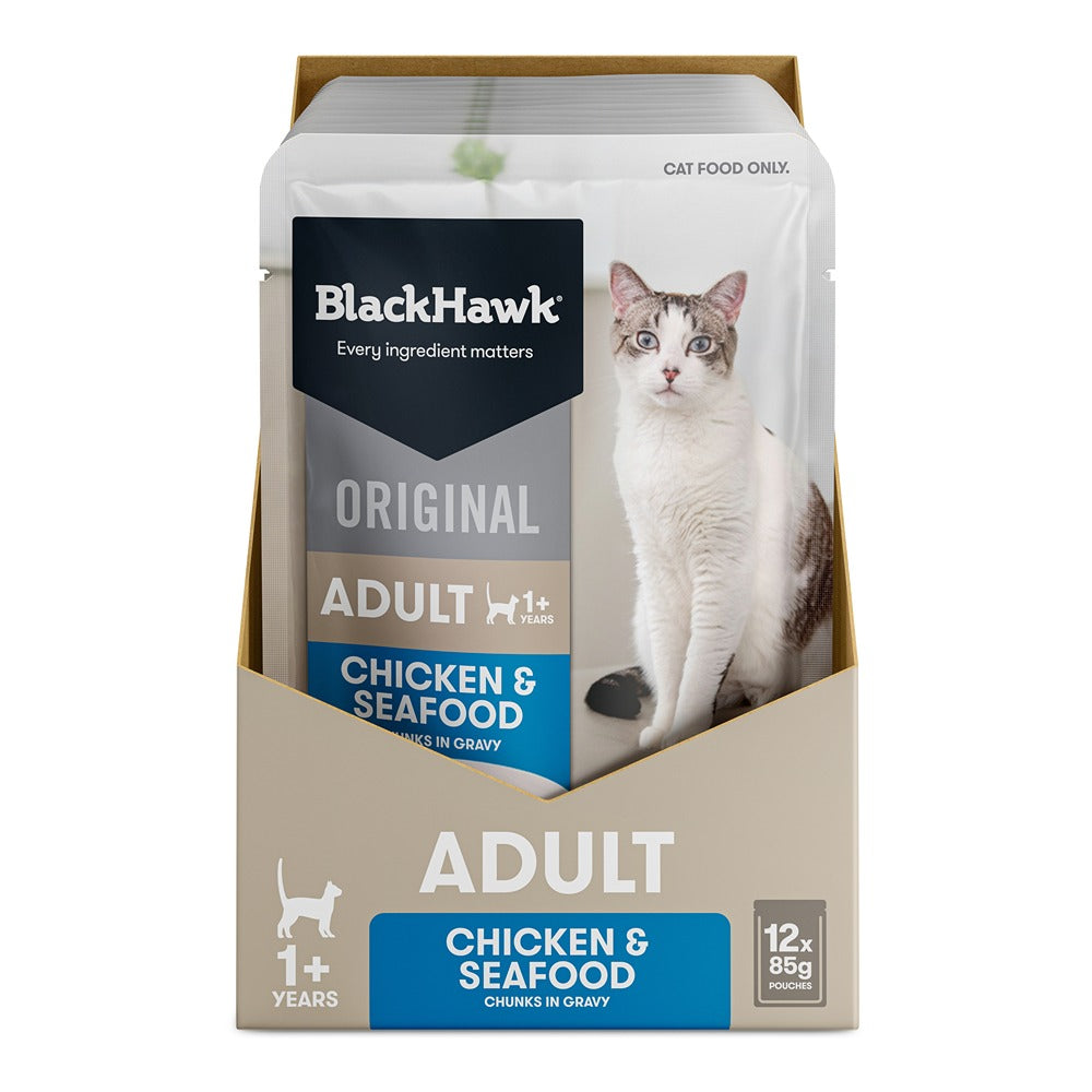 Black Hawk Original Chicken Seafood in Gravy Wet Cat Food