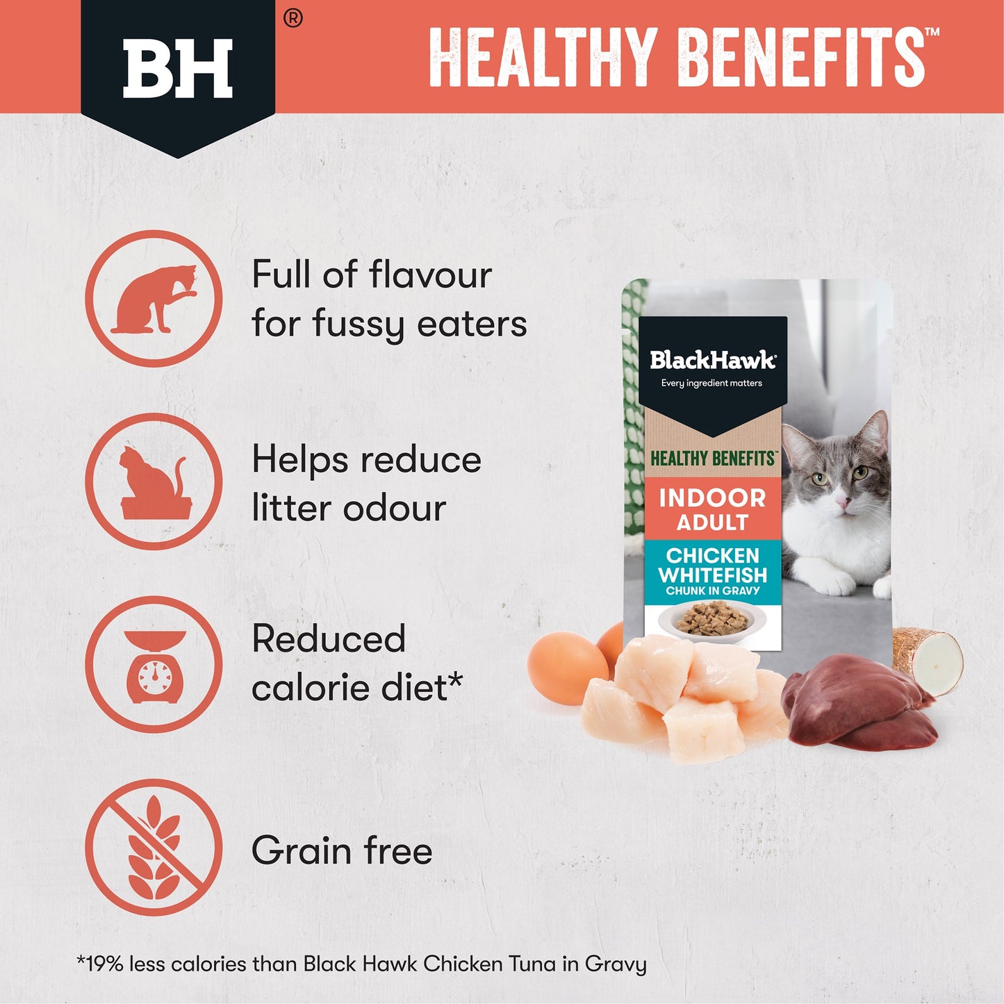 Black Hawk Healthy Benefits Indoor Chicken Whitefish in Gravy Wet Cat Food