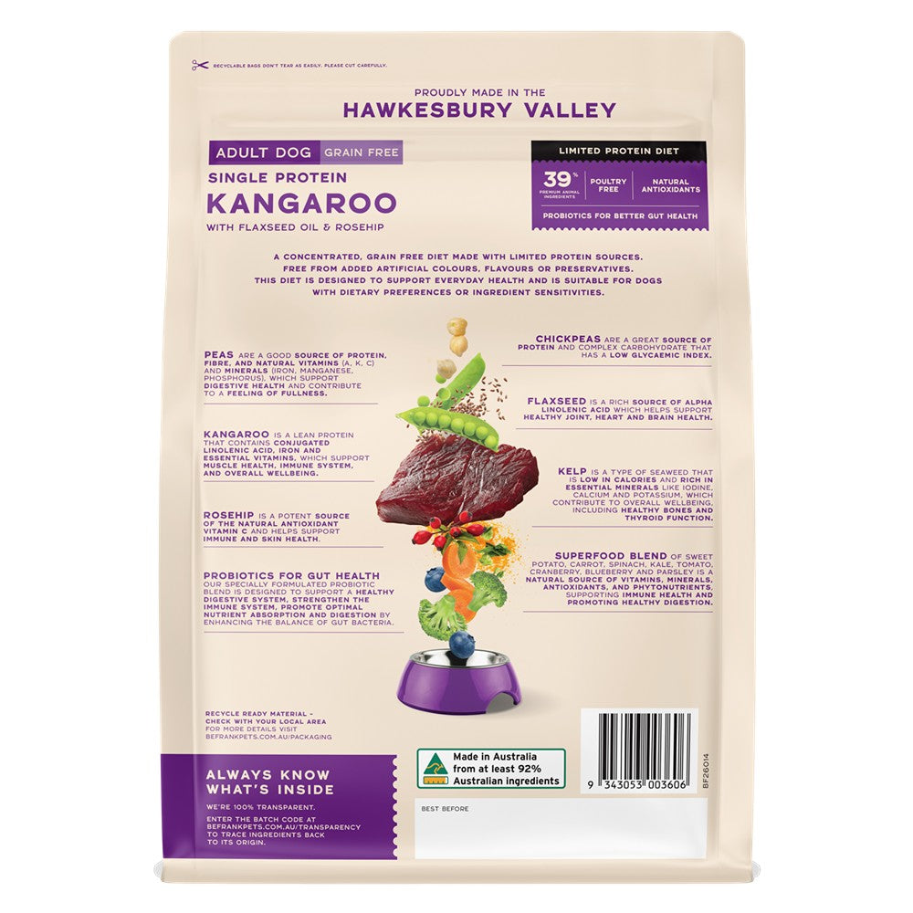 Be Frank Grain Free Kangaroo Single Protein Dry Dog Food