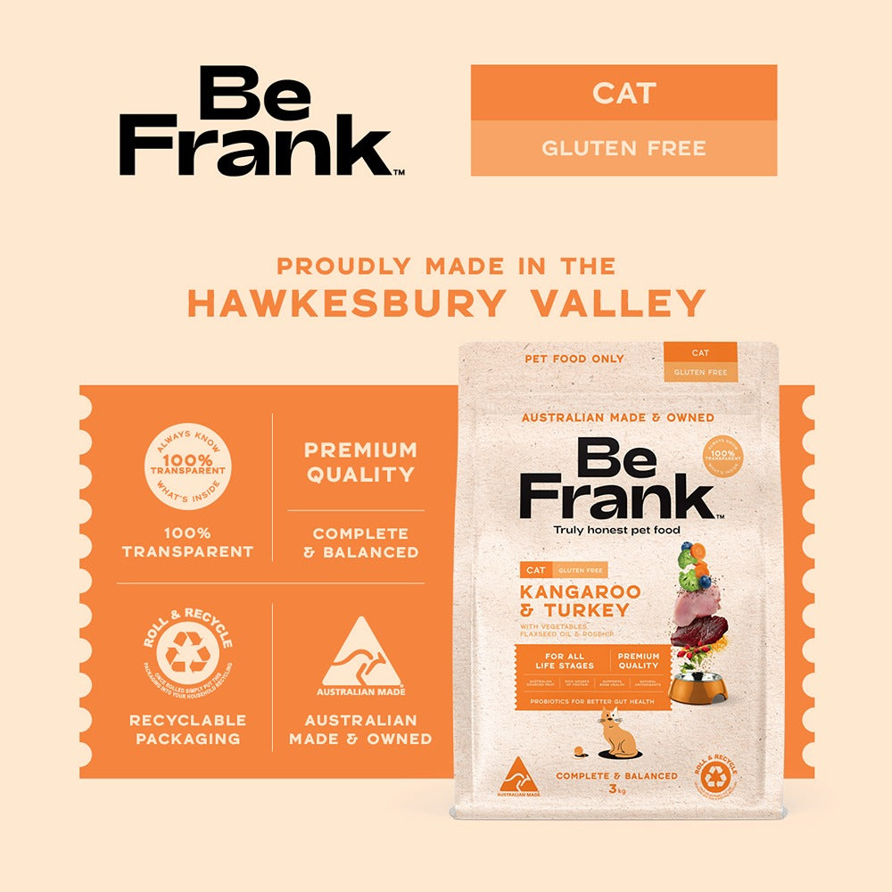 Be Frank Kangaroo & Turkey Dry Cat Food 3kg