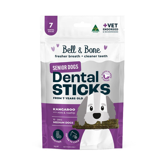 Bell & Bone Medium Breed Senior Kangaroo Dental Sticks Dog Treats