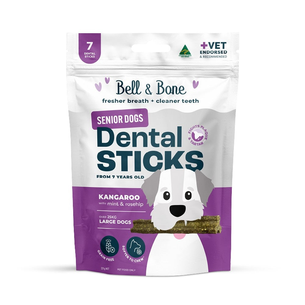 Bell & Bone Large Breed Senior Kangaroo Dental Sticks Dog Treats