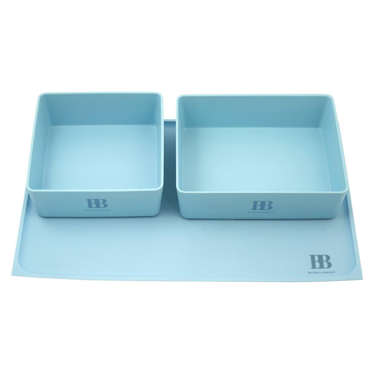 Buddy & Belle Square Pet Bowl Sea Blue Medium