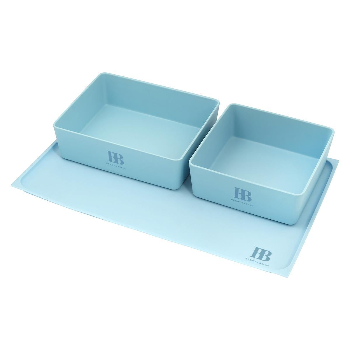 Buddy & Belle Rectangular Pet Bowl Sea Blue Large