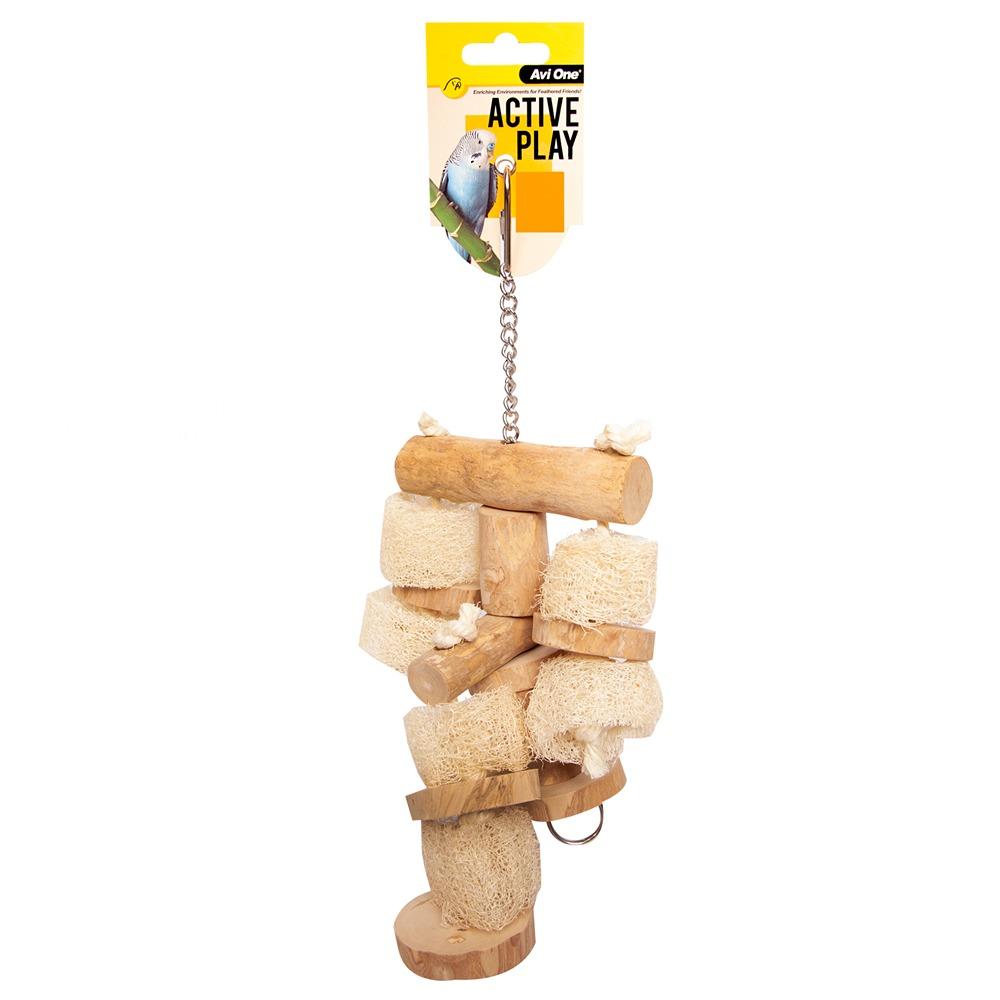 Avi One Wood & Loofah Discs Bird Toy 30cm