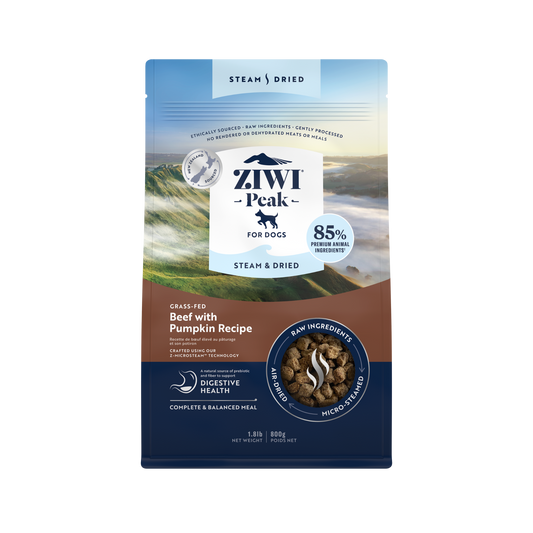 Ziwi Peak Steam & Dried Grass-fed Beef with Pumpkin Dry Dog Food