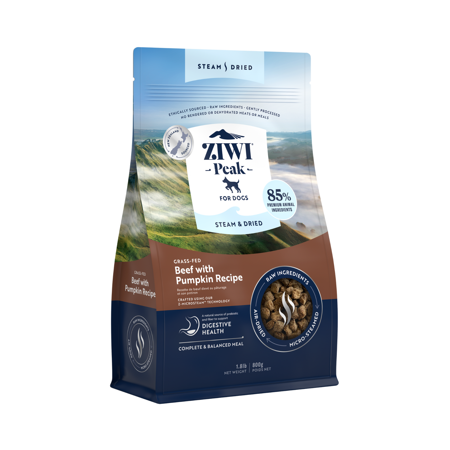 Ziwi Peak Steam & Dried Grass-fed Beef with Pumpkin Dry Dog Food